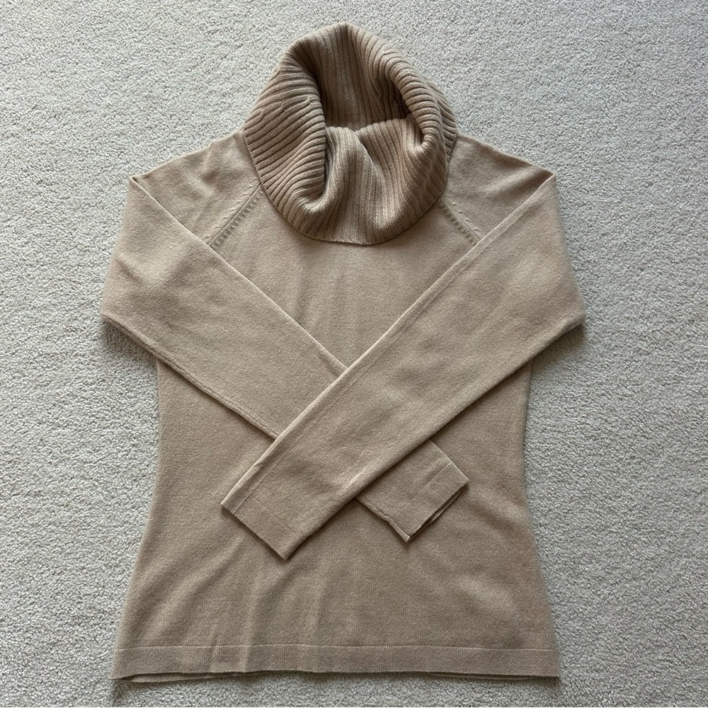 Ann Taylor Beige Cashmere Cowl Neck Sweater